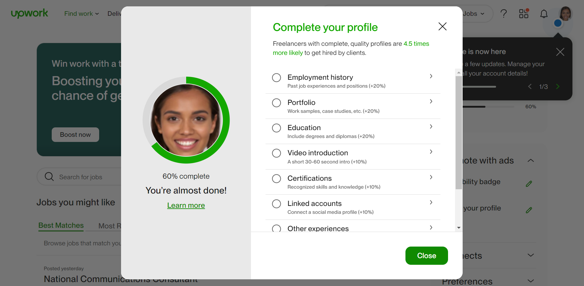Add Your Work to the Portfolio Section and Write Descriptions for Each Project